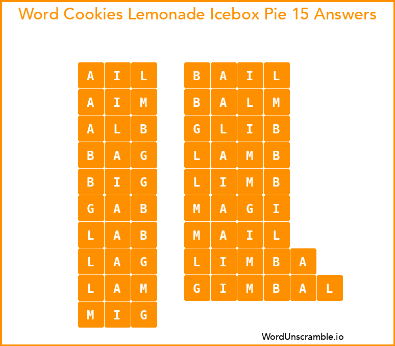 Word Cookies Lemonade Icebox Pie 15 Answers