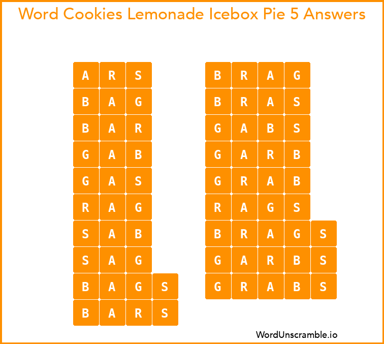 Word Cookies Lemonade Icebox Pie 5 Answers
