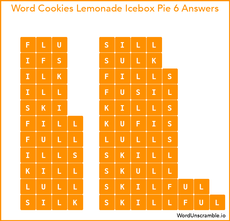 Word Cookies Lemonade Icebox Pie 6 Answers