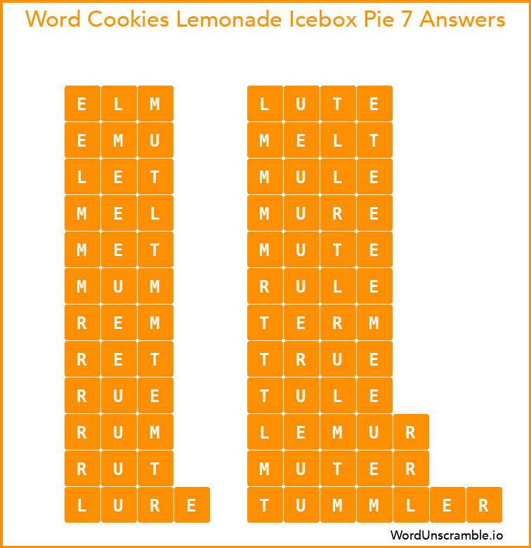 Word Cookies Lemonade Icebox Pie 7 Answers