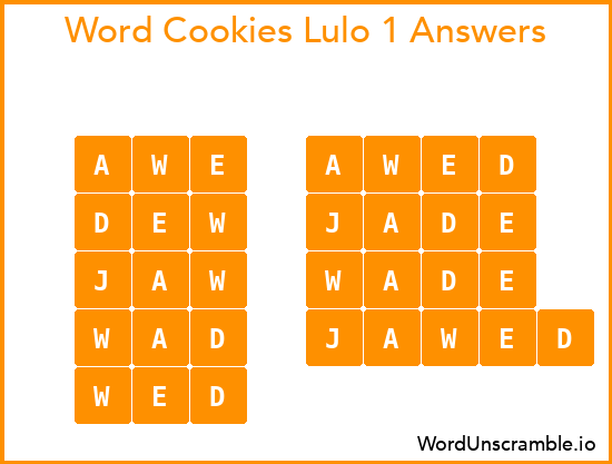 Word Cookies Lulo 1 Answers