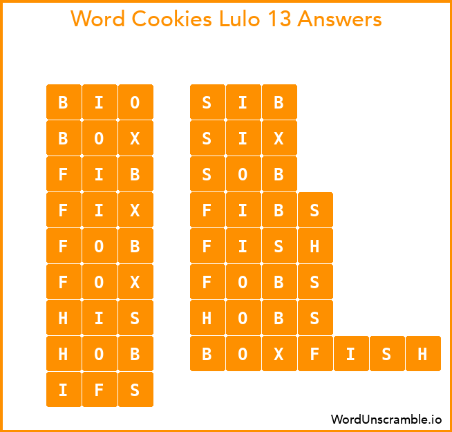 Word Cookies Lulo 13 Answers