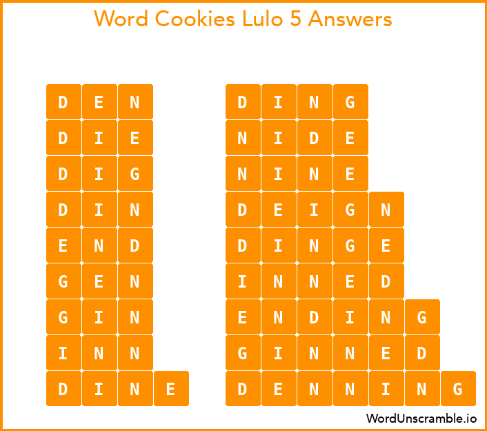 Word Cookies Lulo 5 Answers
