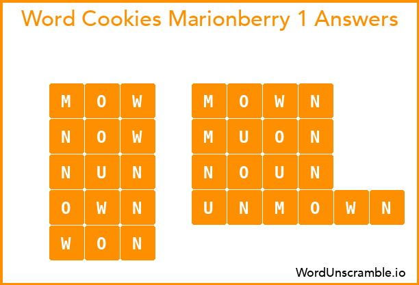 Word Cookies Marionberry 1 Answers