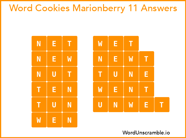 Word Cookies Marionberry 11 Answers