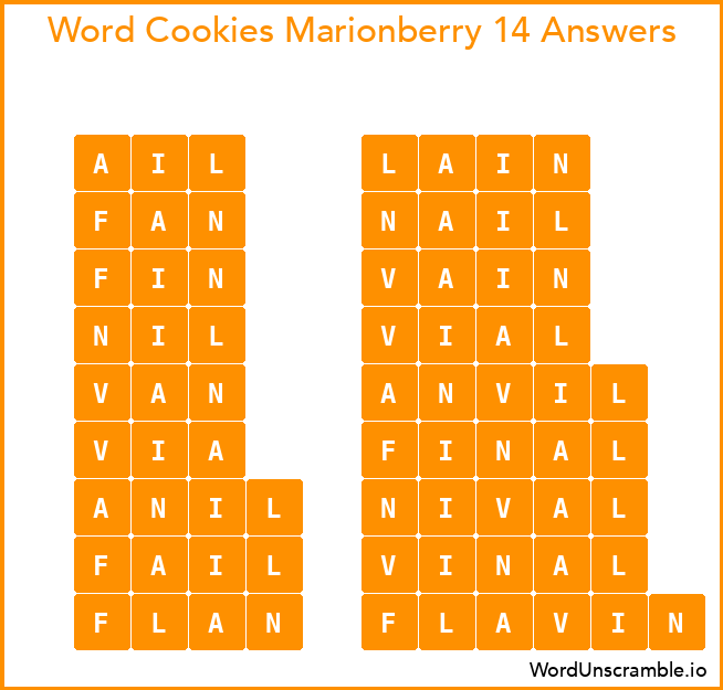 Word Cookies Marionberry 14 Answers