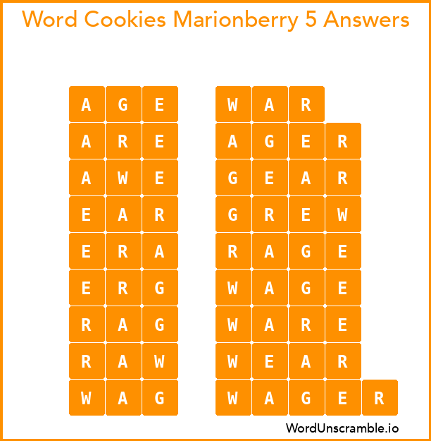 Word Cookies Marionberry 5 Answers