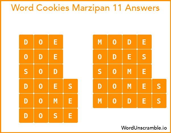 Word Cookies Marzipan 11 Answers