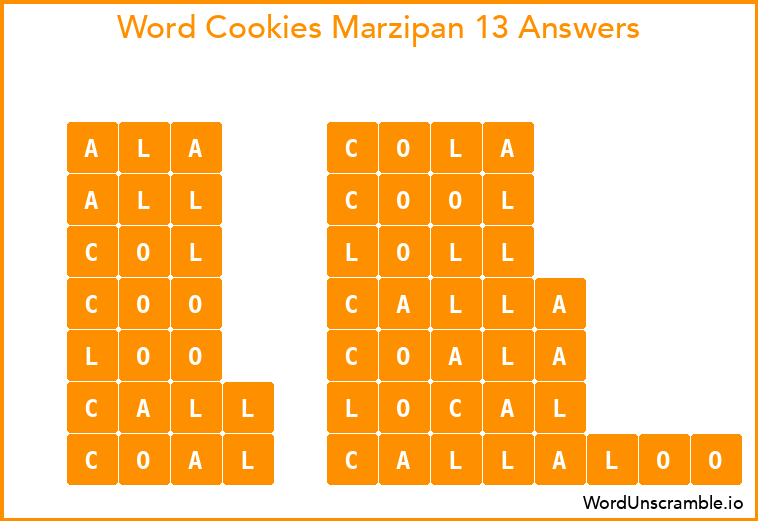 Word Cookies Marzipan 13 Answers