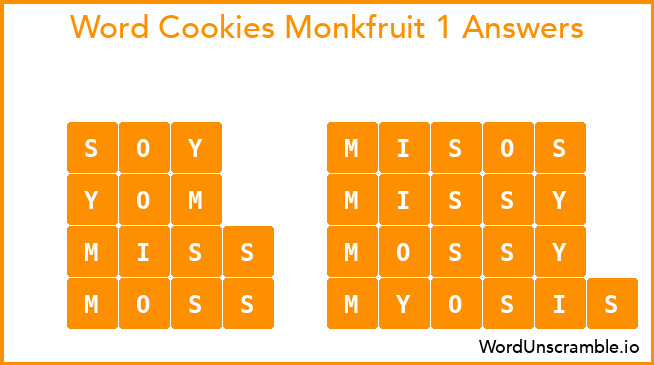 Word Cookies Monkfruit 1 Answers
