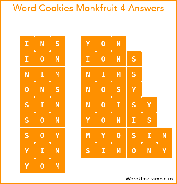 Word Cookies Monkfruit 4 Answers