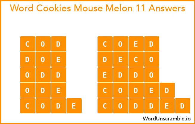 Word Cookies Mouse Melon 11 Answers