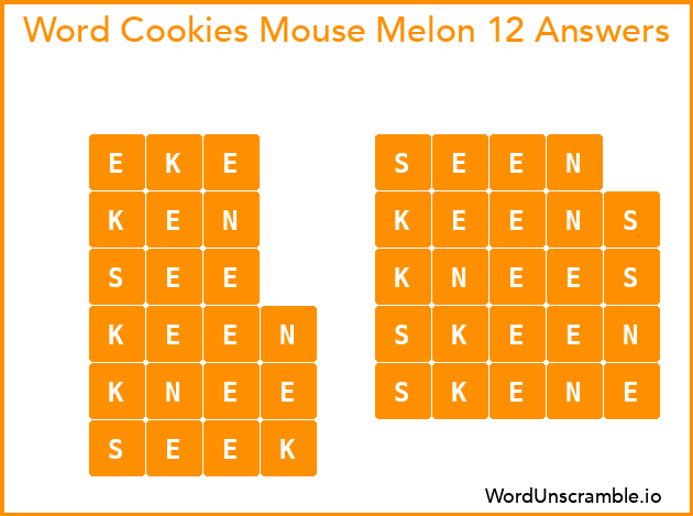 Word Cookies Mouse Melon 12 Answers