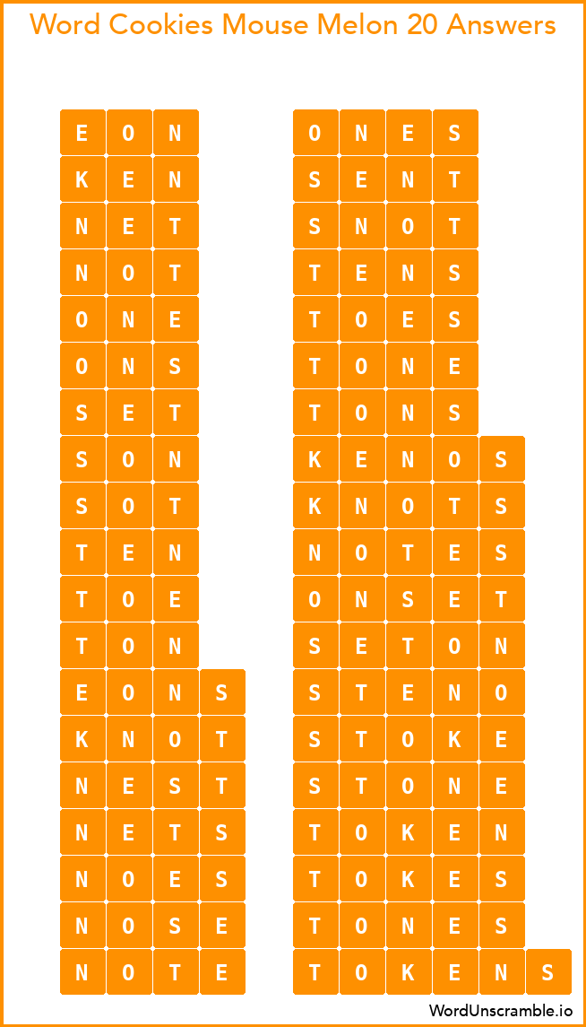 Word Cookies Mouse Melon 20 Answers