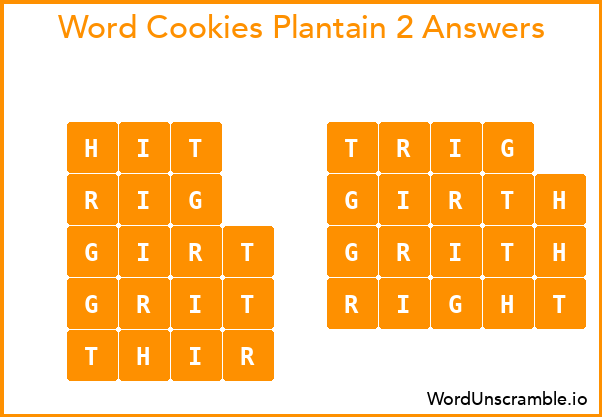 Word Cookies Plantain 2 Answers