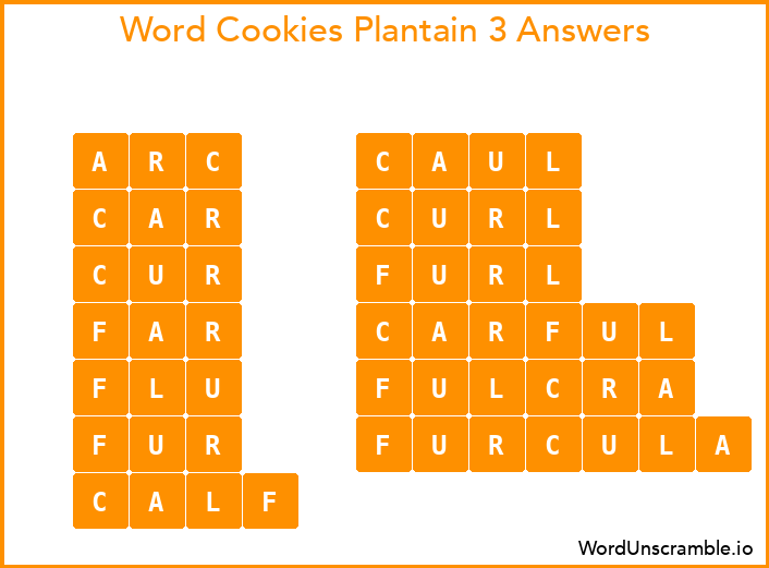 Word Cookies Plantain 3 Answers