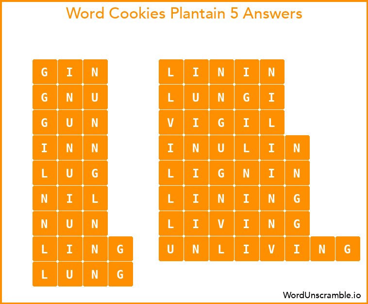 Word Cookies Plantain 5 Answers