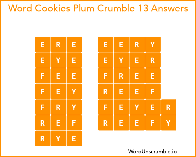 Word Cookies Plum Crumble 13 Answers