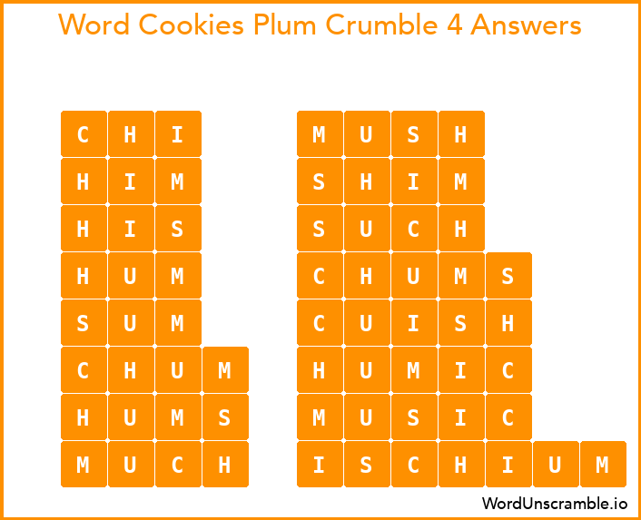 Word Cookies Plum Crumble 4 Answers