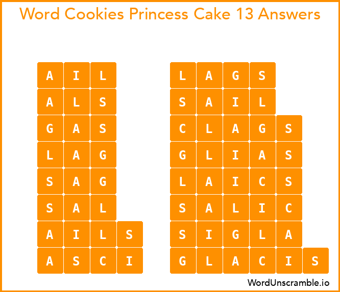 Word Cookies Princess Cake 13 Answers