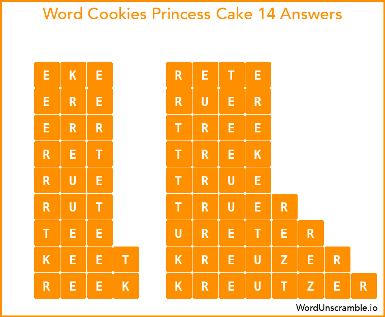 Word Cookies Princess Cake 14 Answers