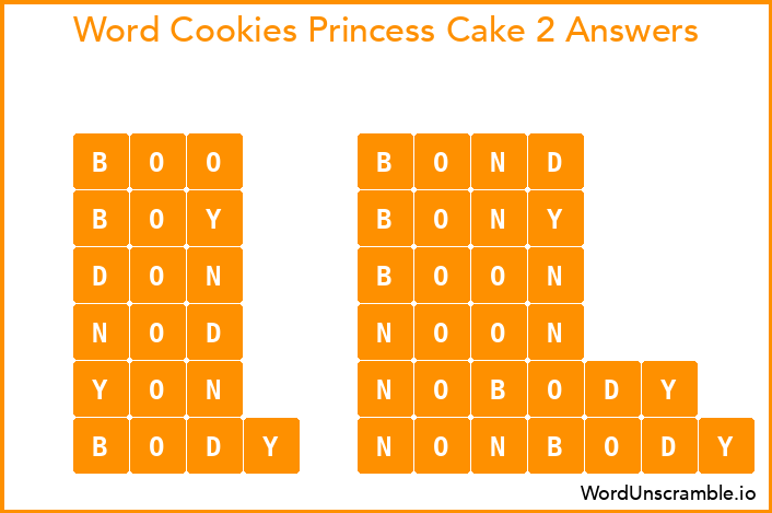 Word Cookies Princess Cake 2 Answers