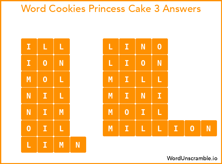 Word Cookies Princess Cake 3 Answers