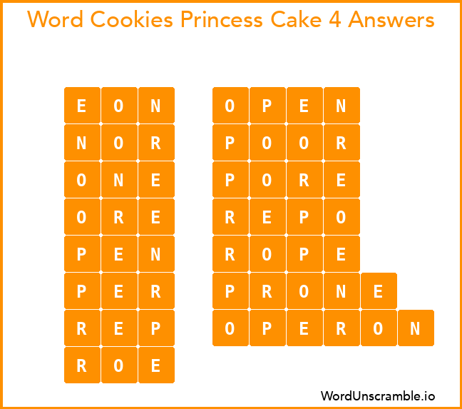 Word Cookies Princess Cake 4 Answers