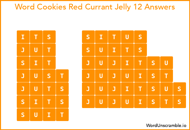 Word Cookies Red Currant Jelly 12 Answers