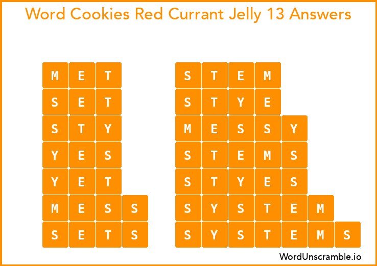 Word Cookies Red Currant Jelly 13 Answers