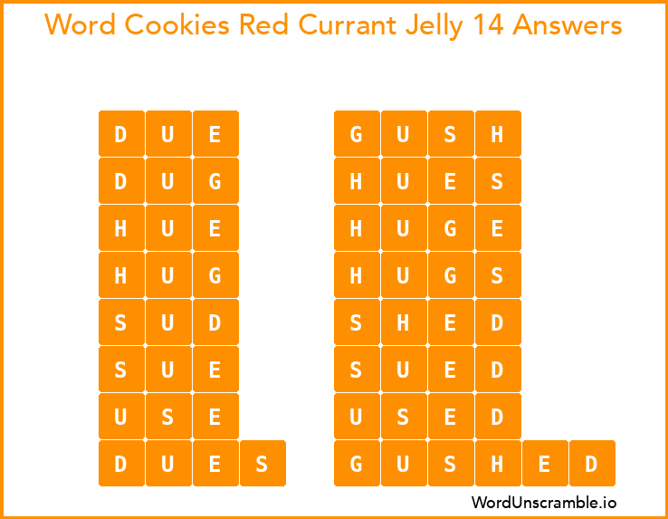Word Cookies Red Currant Jelly 14 Answers