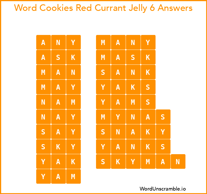 Word Cookies Red Currant Jelly 6 Answers