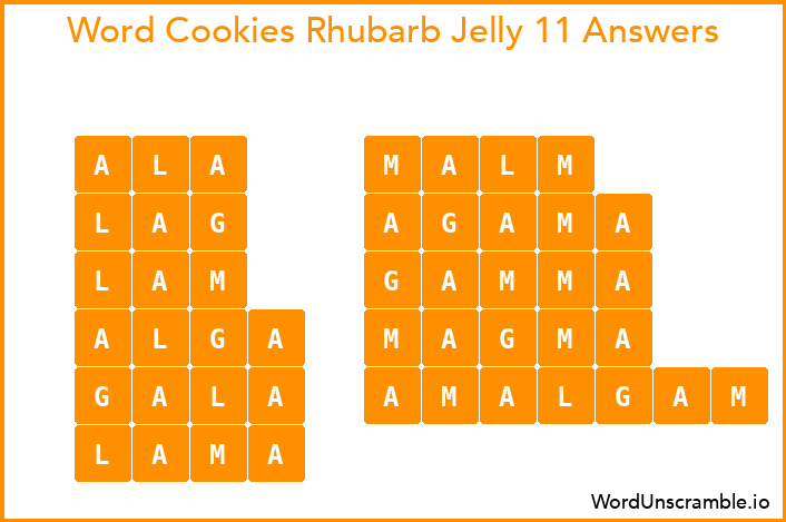 Word Cookies Rhubarb Jelly 11 Answers