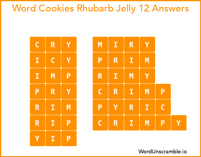 Word Cookies Rhubarb Jelly 12 Answers