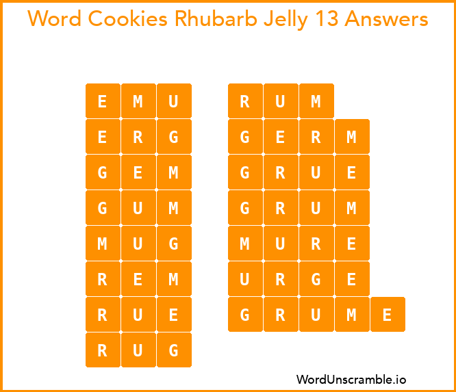 Word Cookies Rhubarb Jelly 13 Answers