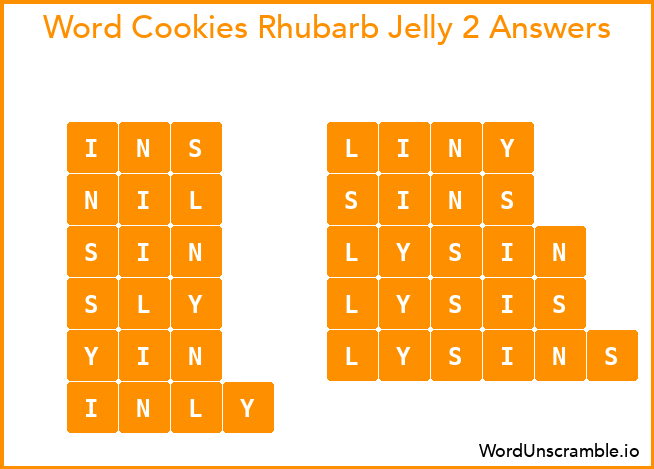 Word Cookies Rhubarb Jelly 2 Answers