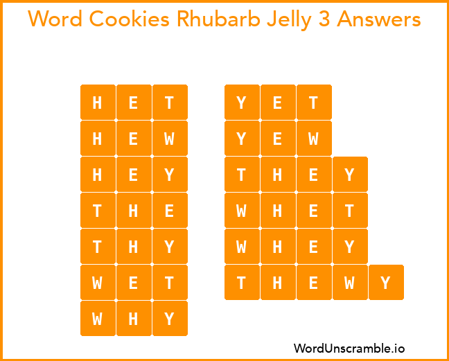 Word Cookies Rhubarb Jelly 3 Answers