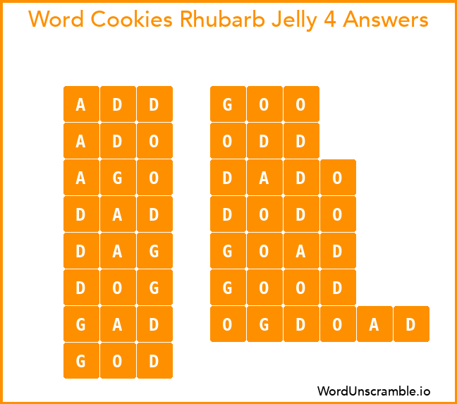 Word Cookies Rhubarb Jelly 4 Answers