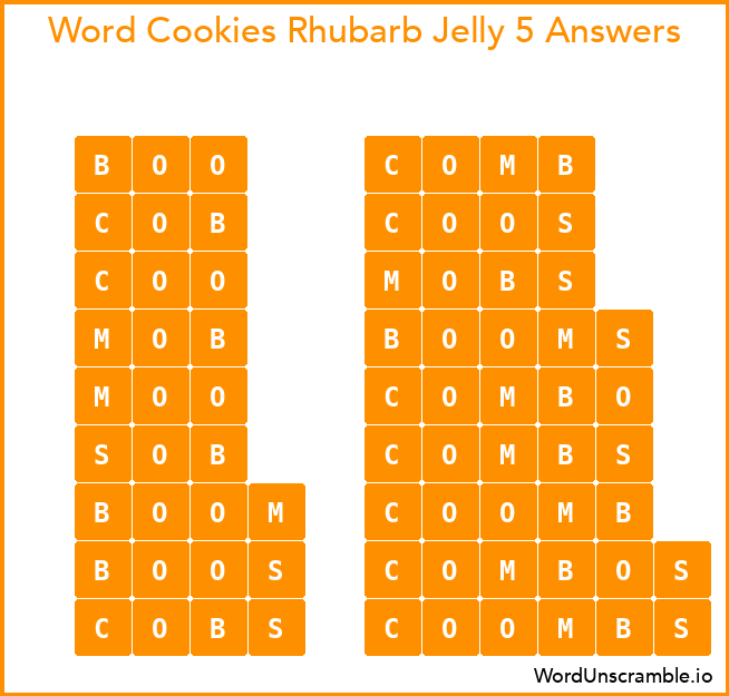 Word Cookies Rhubarb Jelly 5 Answers