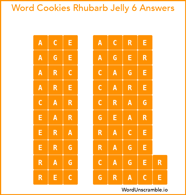 Word Cookies Rhubarb Jelly 6 Answers