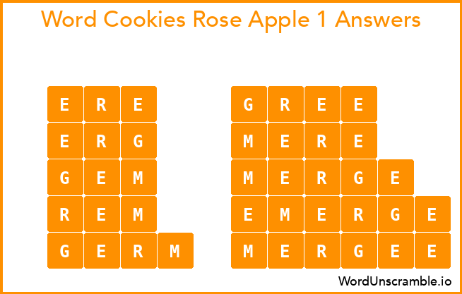 Word Cookies Rose Apple 1 Answers