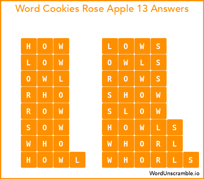 Word Cookies Rose Apple 13 Answers