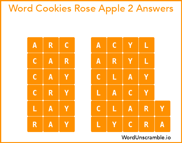 Word Cookies Rose Apple 2 Answers