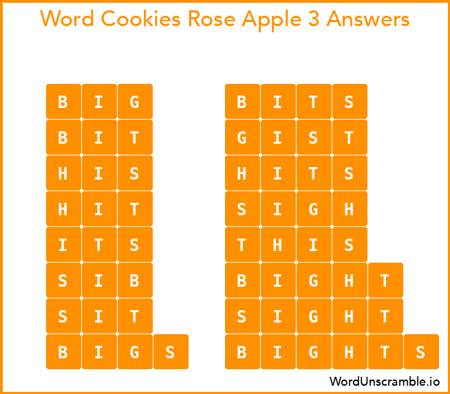 Word Cookies Rose Apple 3 Answers