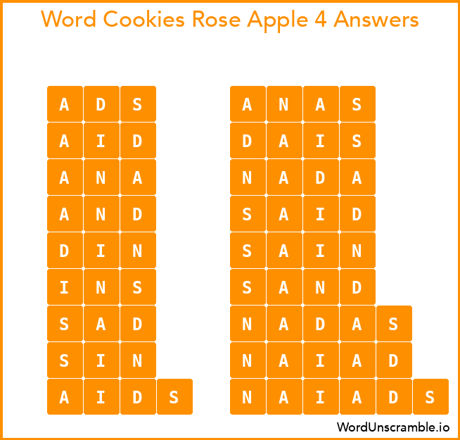 Word Cookies Rose Apple 4 Answers