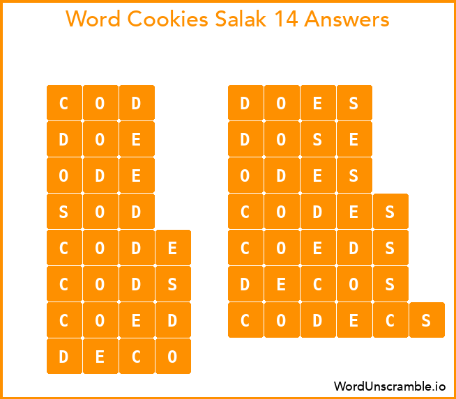 Word Cookies Salak 14 Answers