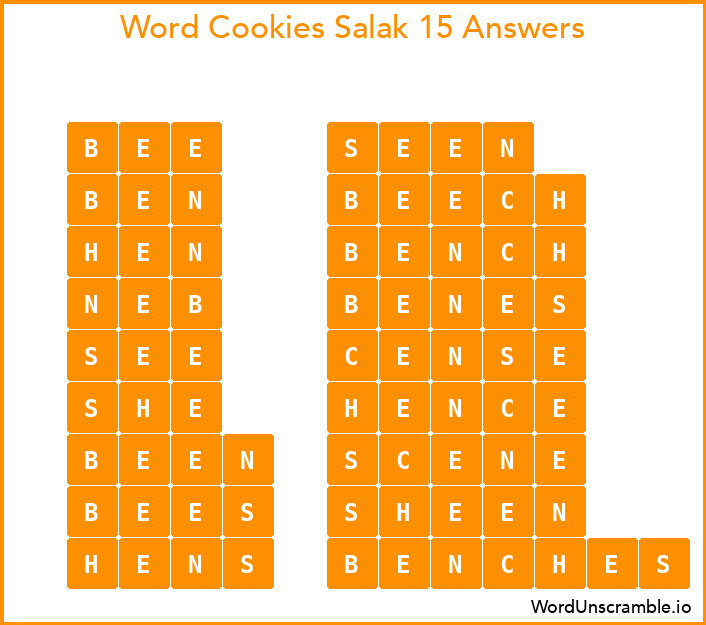 Word Cookies Salak 15 Answers