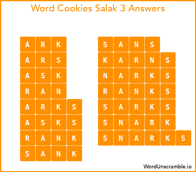 Word Cookies Salak 3 Answers