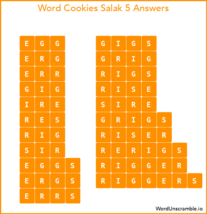 Word Cookies Salak 5 Answers
