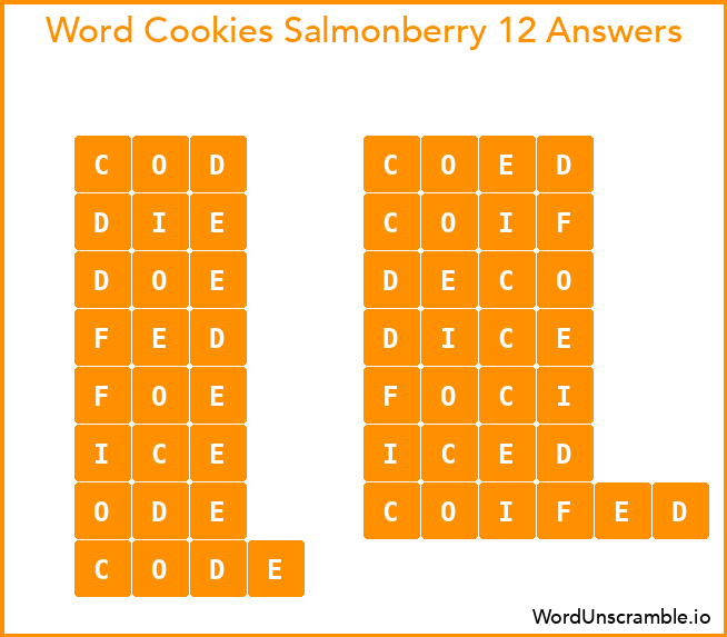 Word Cookies Salmonberry 12 Answers